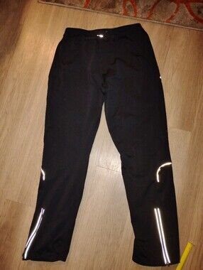 Brooks Womens Black Running Pants Zipper Ankle Reflective Athletic Pants Medium